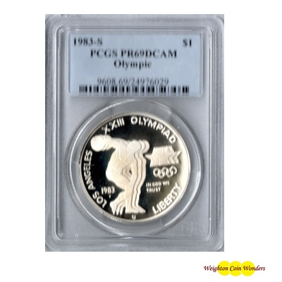 1983-S USA Silver Proof $1 - Olympic PCGS PR69DCAM